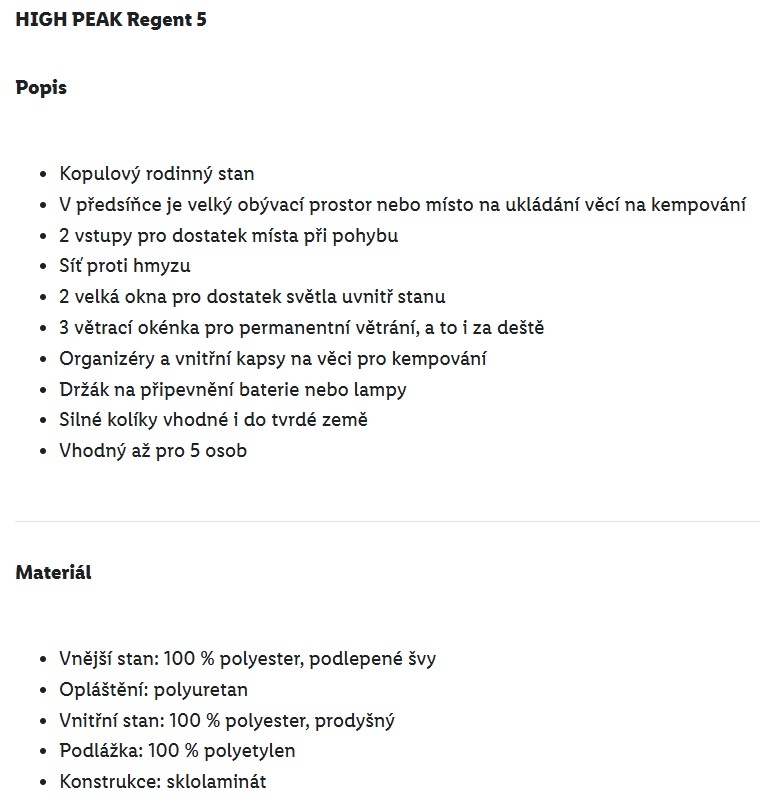 Stan High Peak Regent 5 - skoro nový - 2