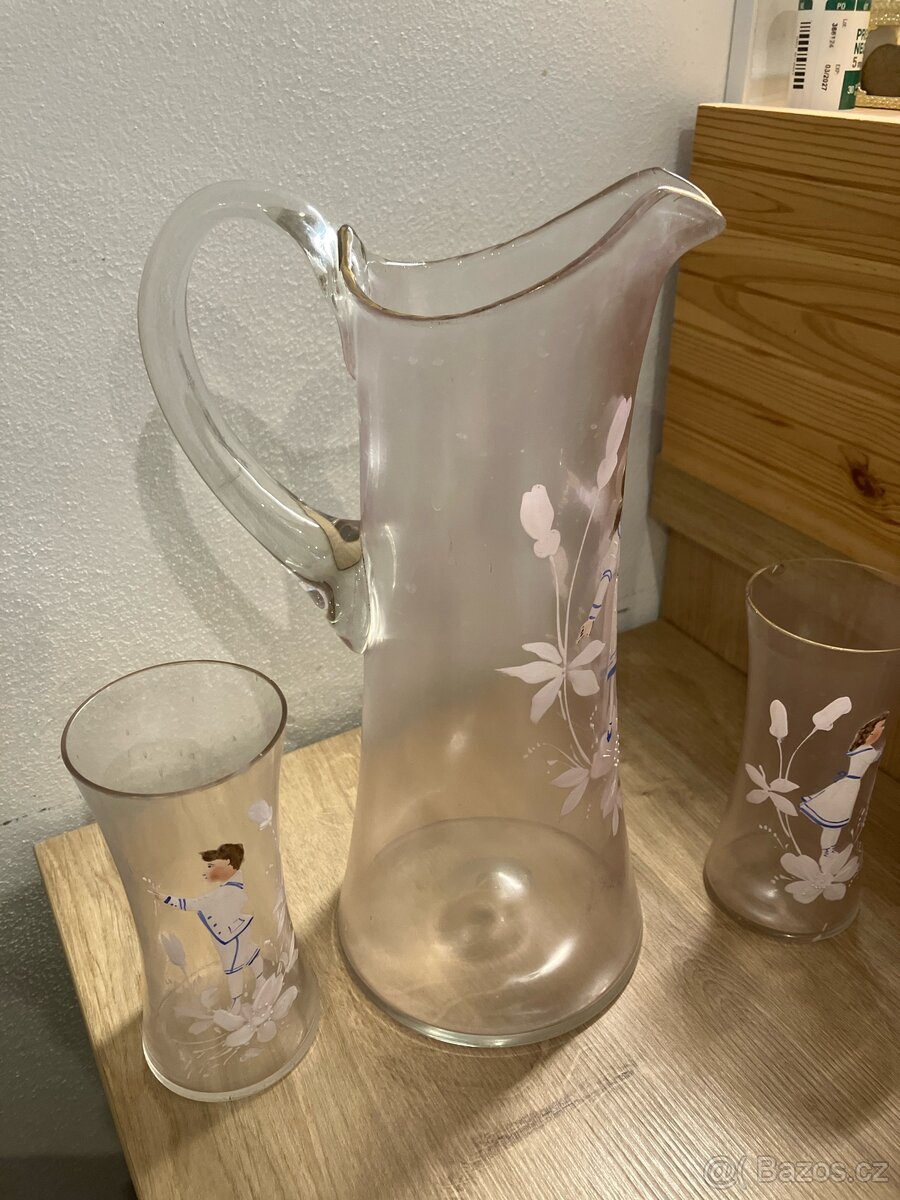 Džbánek skleněný + skleničky - 2