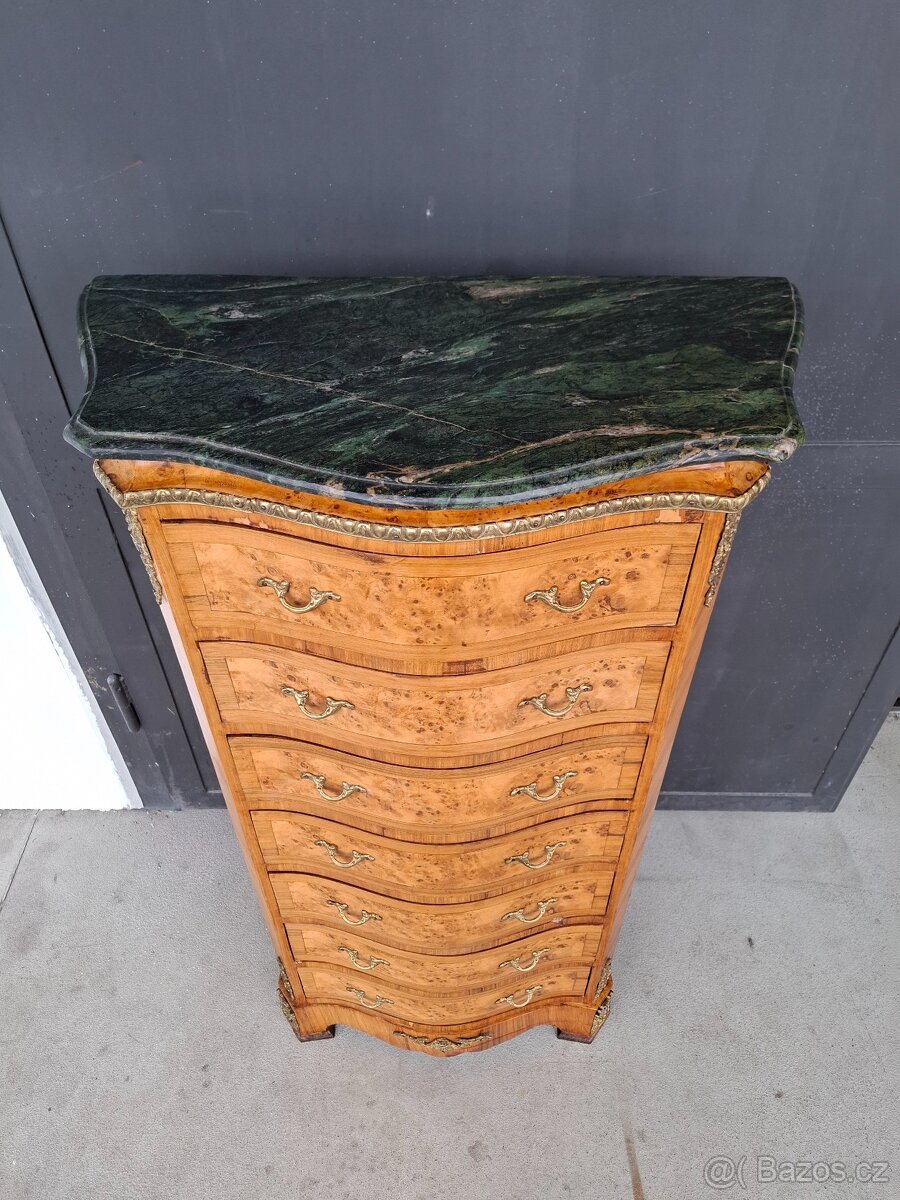 Starožitná šuplíková komoda s mramorem - 2
