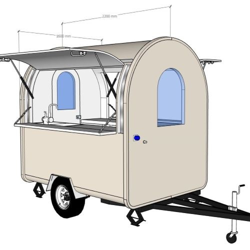 Food Truck Krémový 1,6 m široký s podvozkem - 2