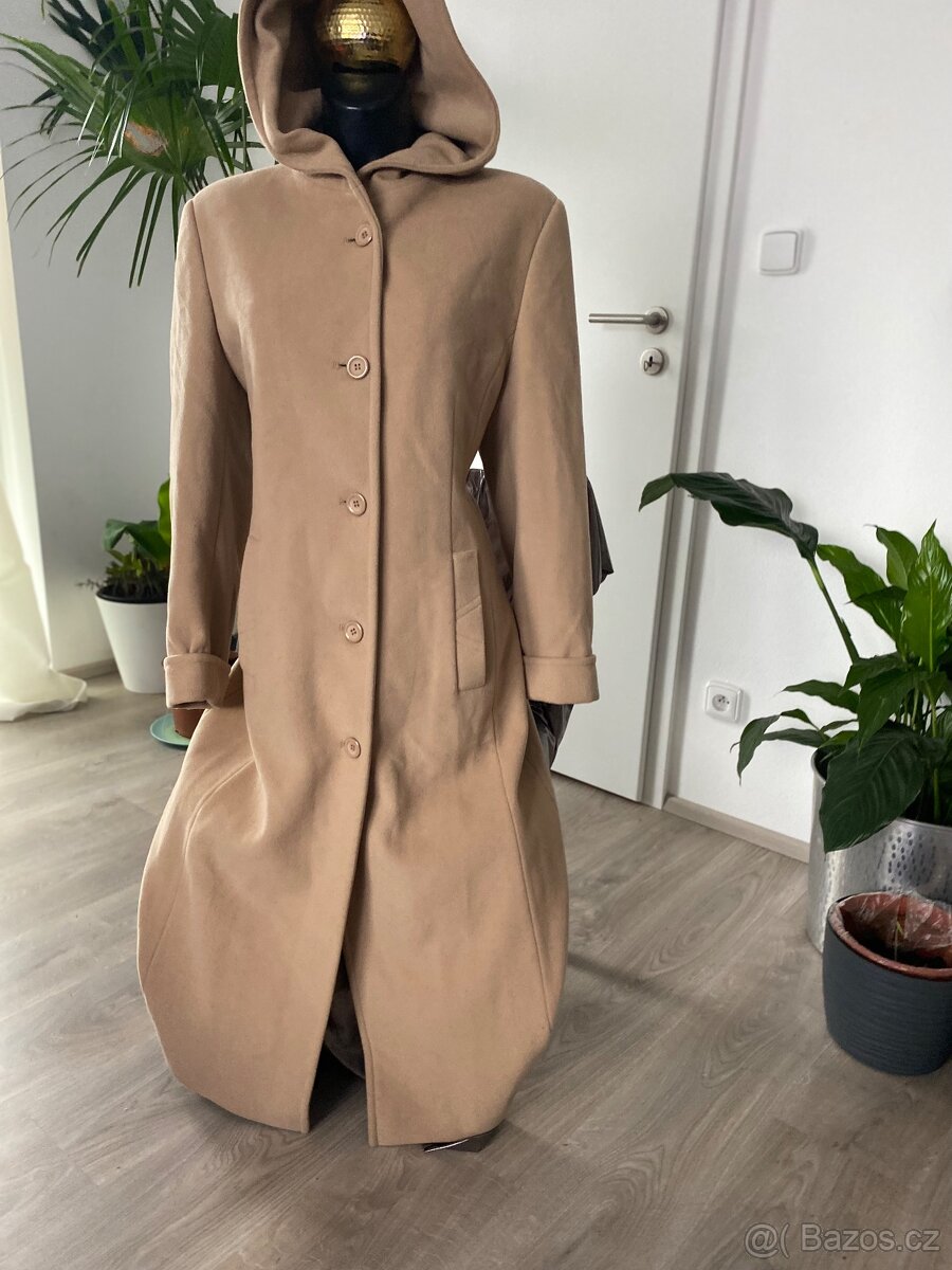 Kasmirovy vlneny kabat dlouhy bezovy 38 hnedy - 2