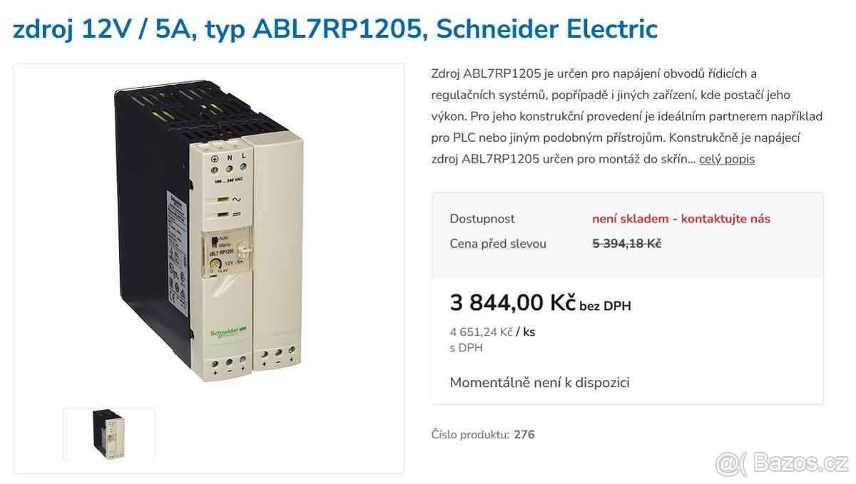 Zdroje na lištu , 12V/5A + 24V/5A - 2