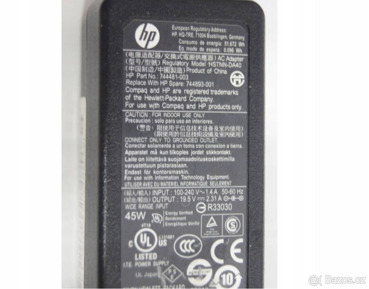 Originální nabíječka adaptér HP HSTNN-DA40 45W 2,31A ✅ - 2