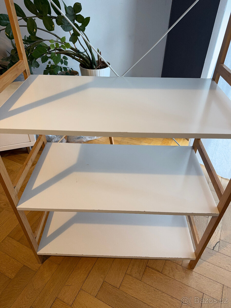 Regál skandinávský design, bílý+bambus (Jysk) - 2