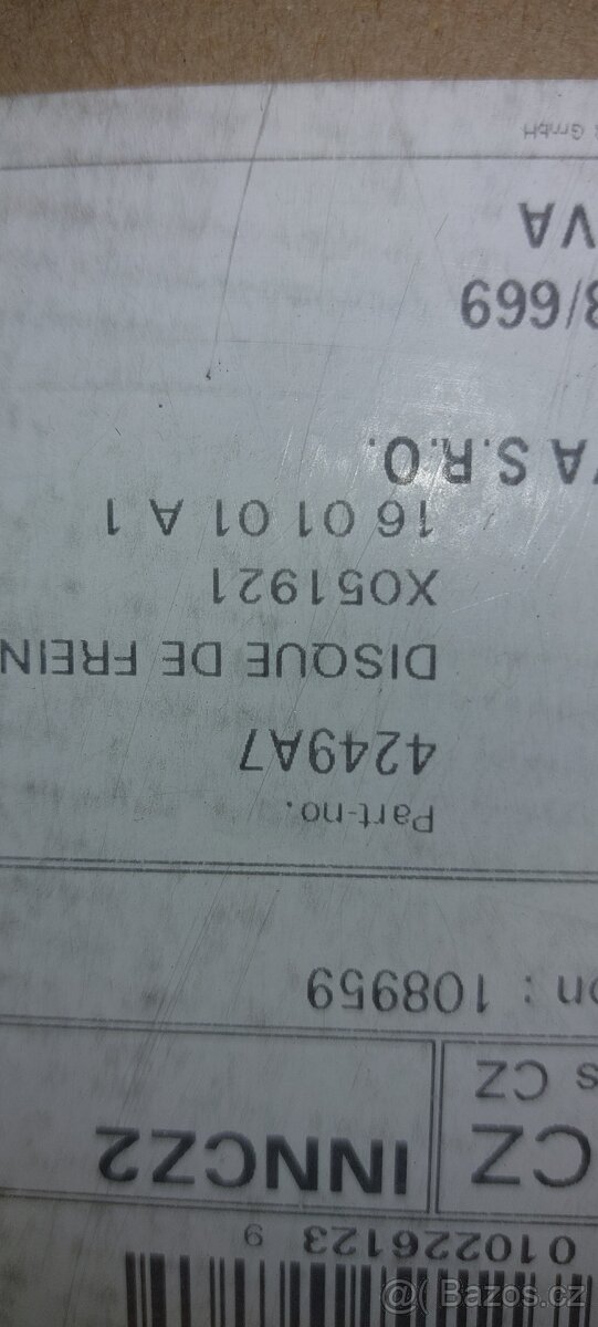 Brzd kotouče citroen C5 ,C6 4249A7 - 2