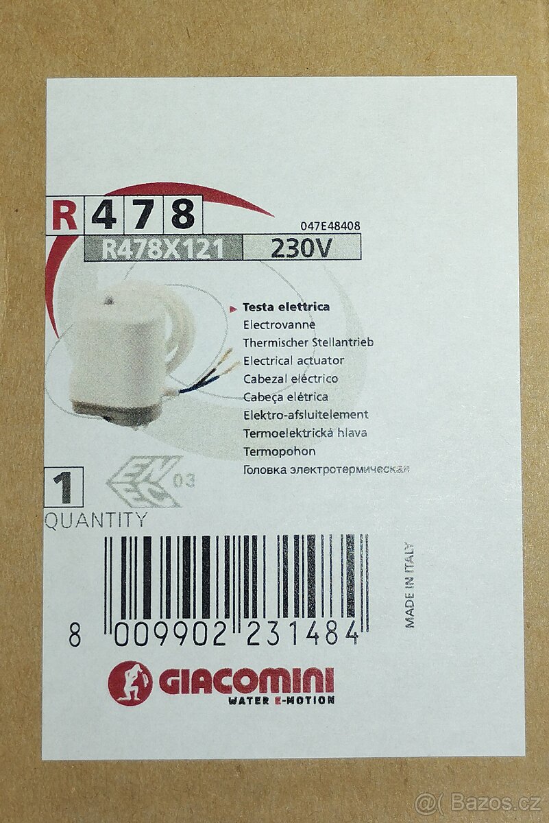 Termoelektrická hlava R478x121 - 4ks - 2