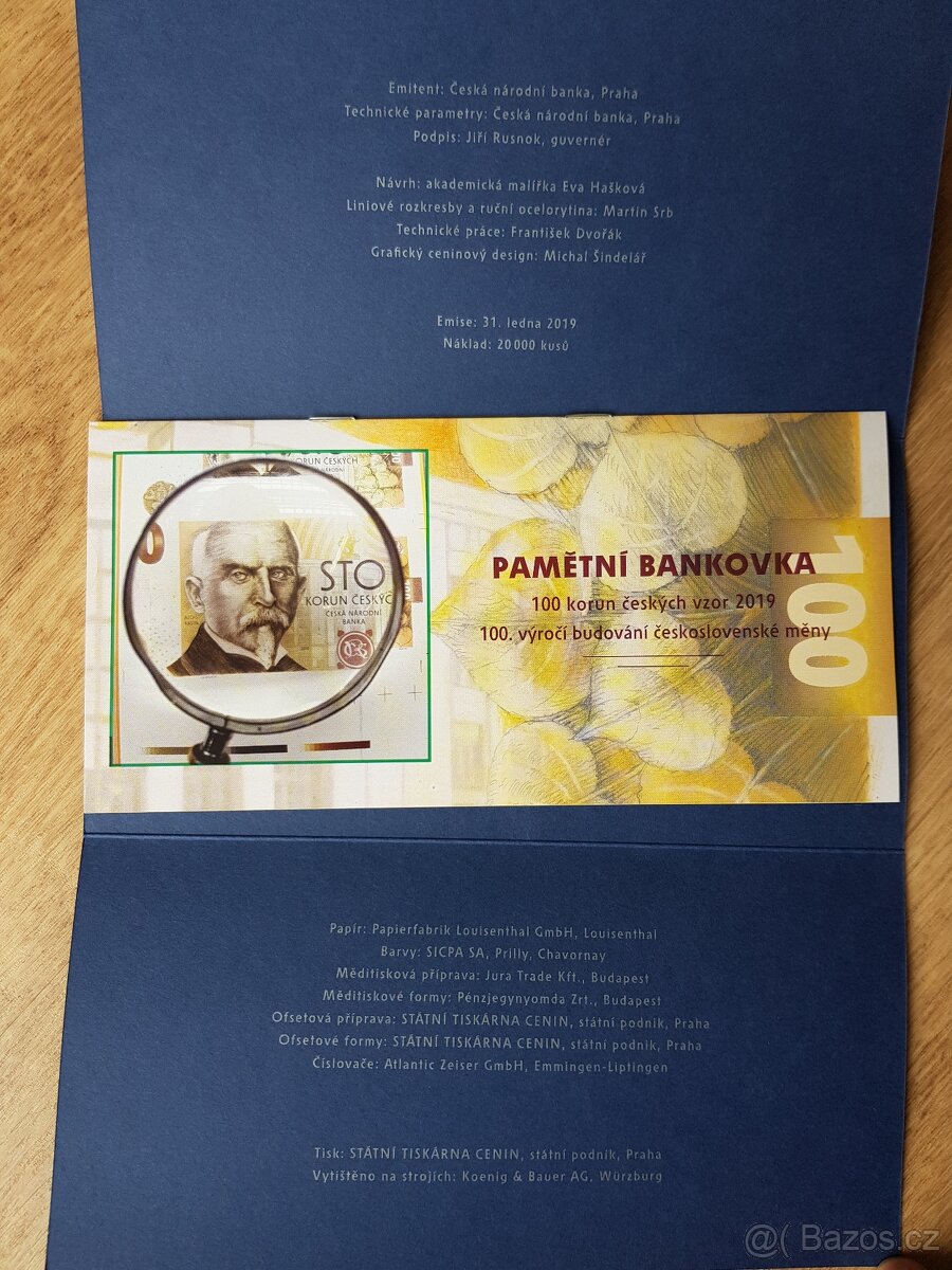 Pamětní bankovky 100Kč Alois Rašín - NÍZKÉ ČÍSLA, VÍCE KUSŮ - 2