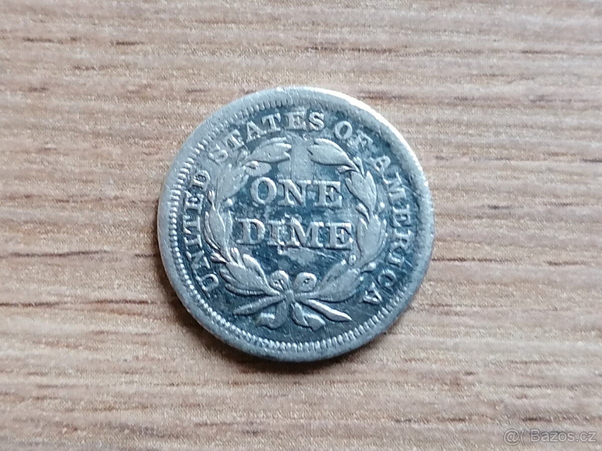 Stříbro 1 Dime 1855 Spojené státy stříbrná mince S. Amerika - 2