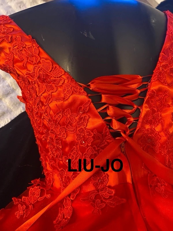 Liu jo korzetove snerovaci cervene saty plesove 36 - 2