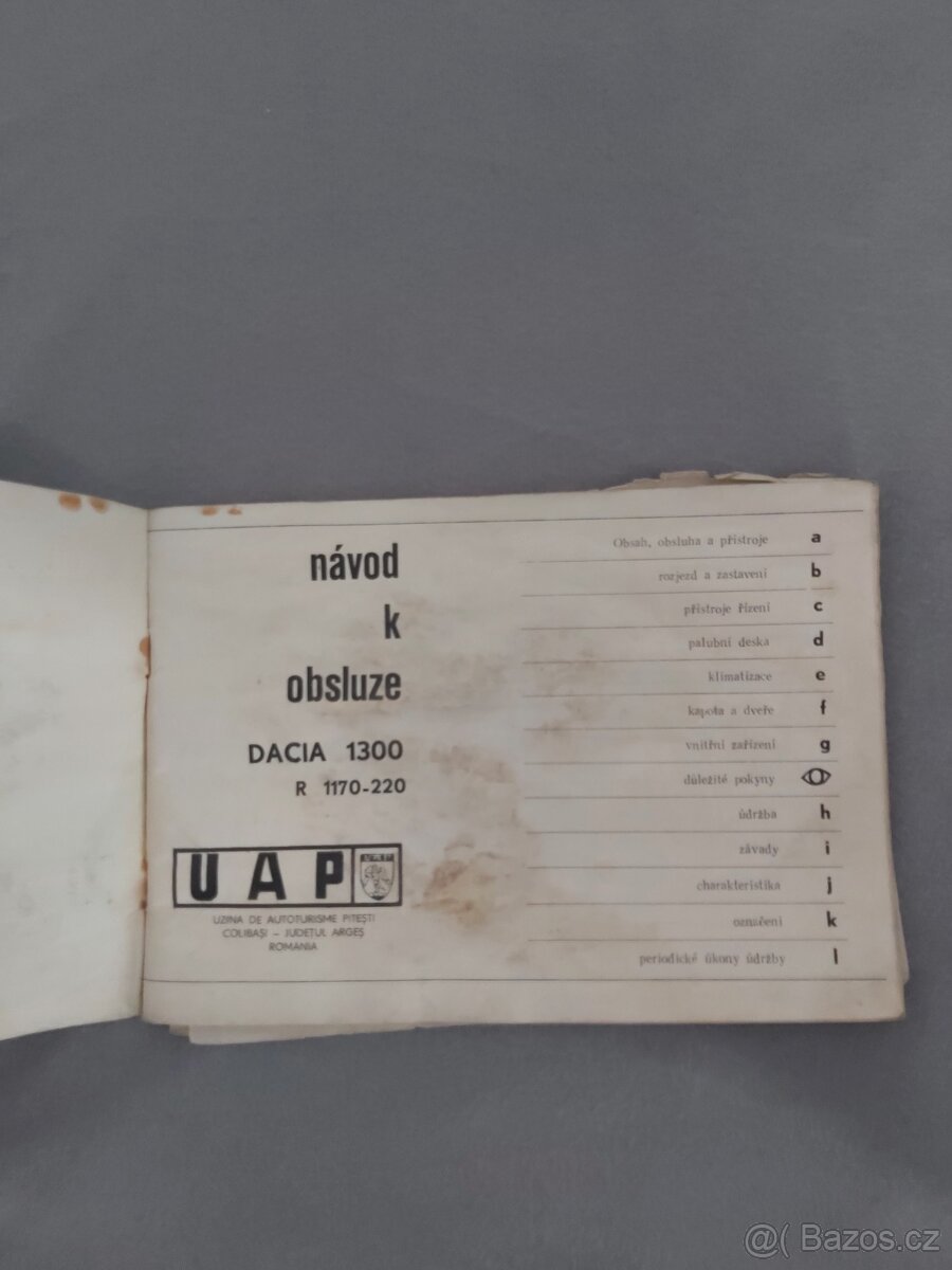 Český návod k obsluze Dacia 1300 (UAP, Rumunsko) - 2