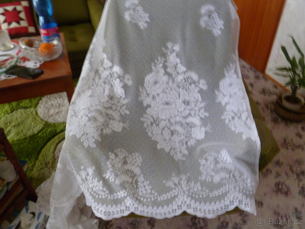 Nová bílá záclona, moderní vzor levně - 2