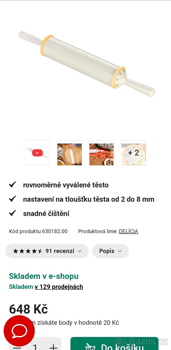 Váleček Tescoma s nastavitelnou tloušťkou těsta :) - 2