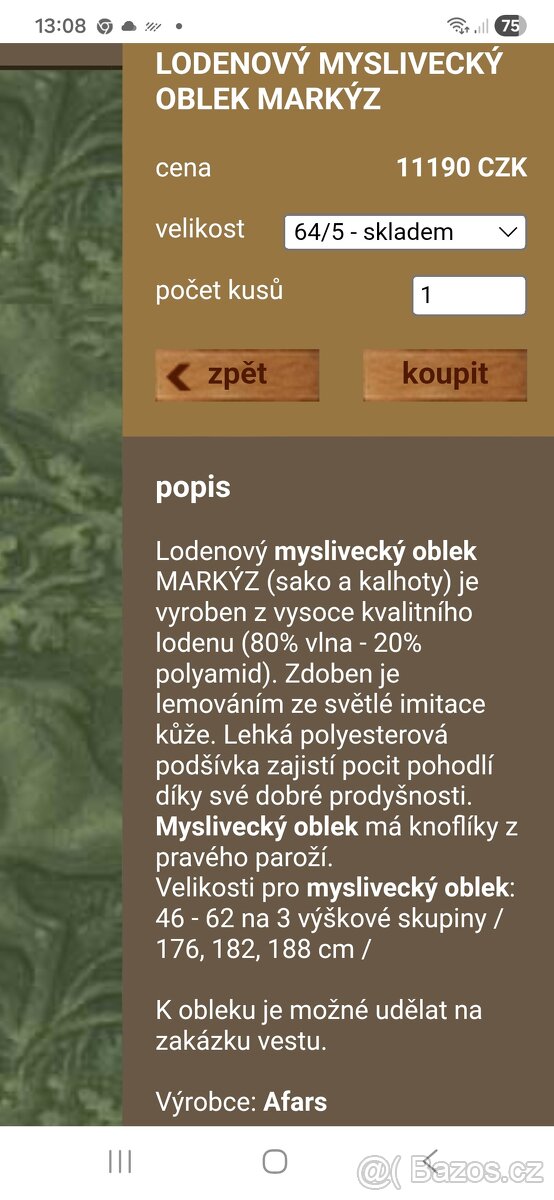 Ledenový Myslivecký oblek MARKÝZ - 2