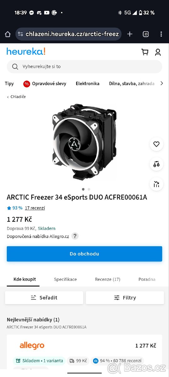 Prodám Freezer 34 eSports DUO ARCTIC - 2