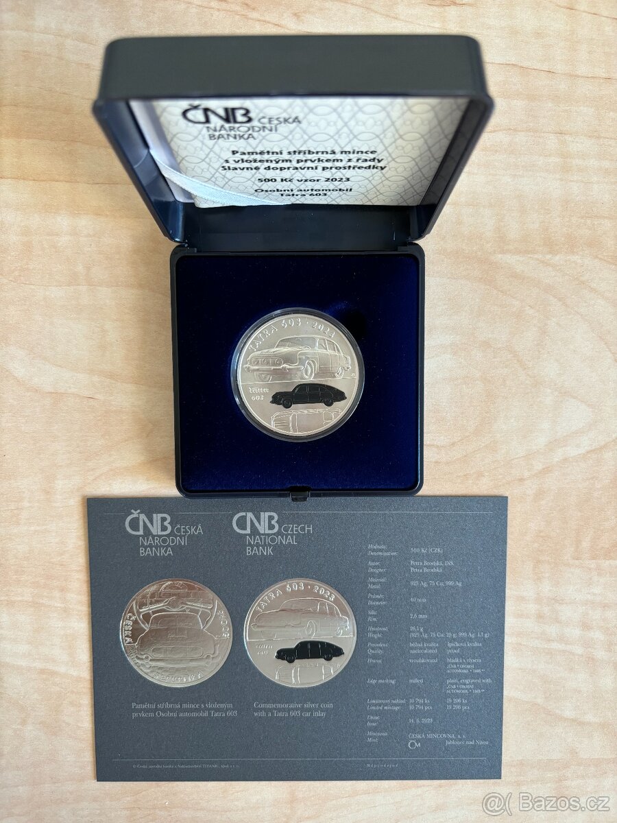 Stříbrná mince ČNB 500 Kč - Osobní automobil Tatra 603 BK - 2