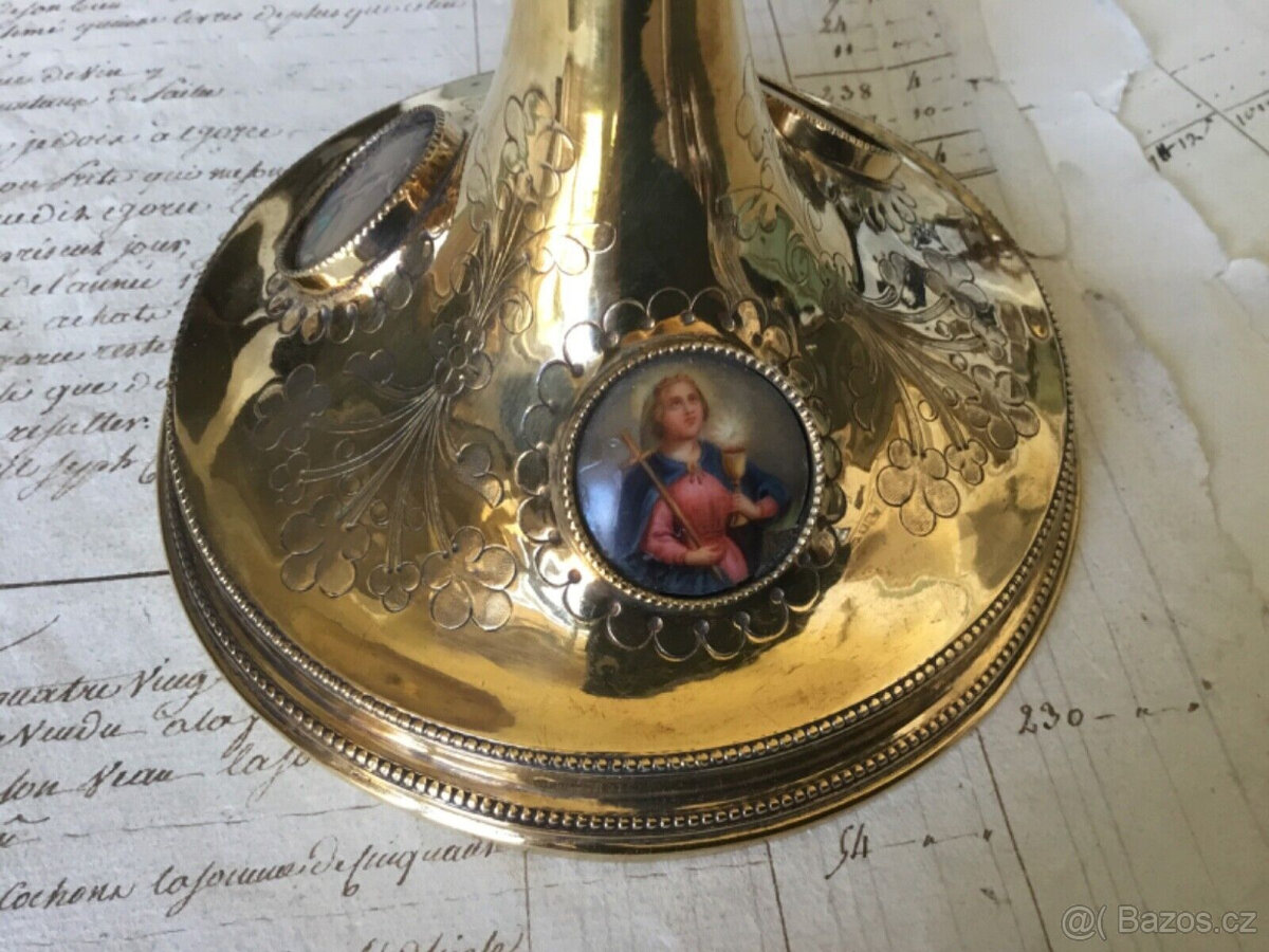 Velké starožitné francouzské kalichy z masivního stříbra, zl - 2