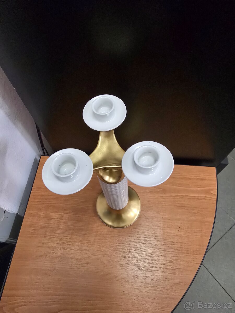 Trojramenný porcelánový svícen - 2