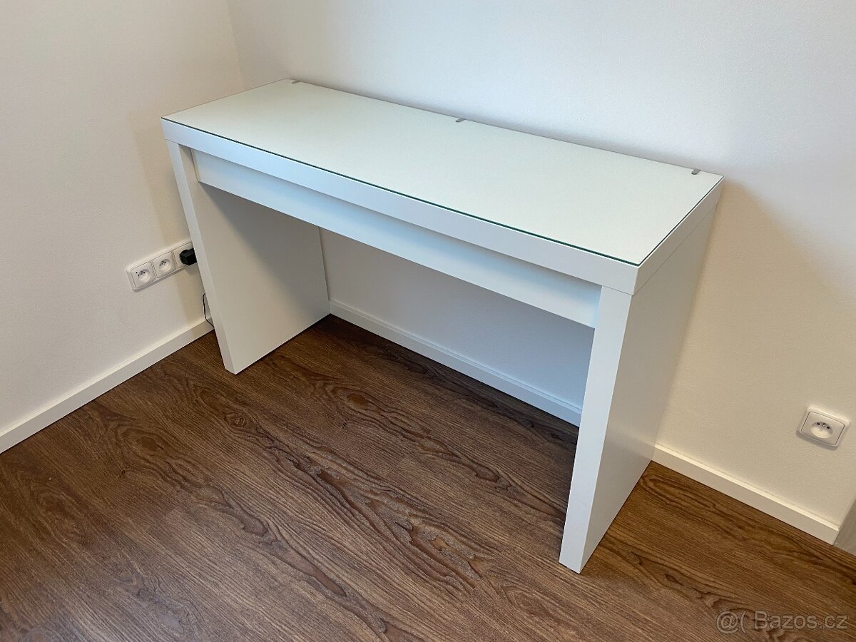 Psací stůl IKEA - MALM, barva bílá, materiál dřevo + sklo - 2
