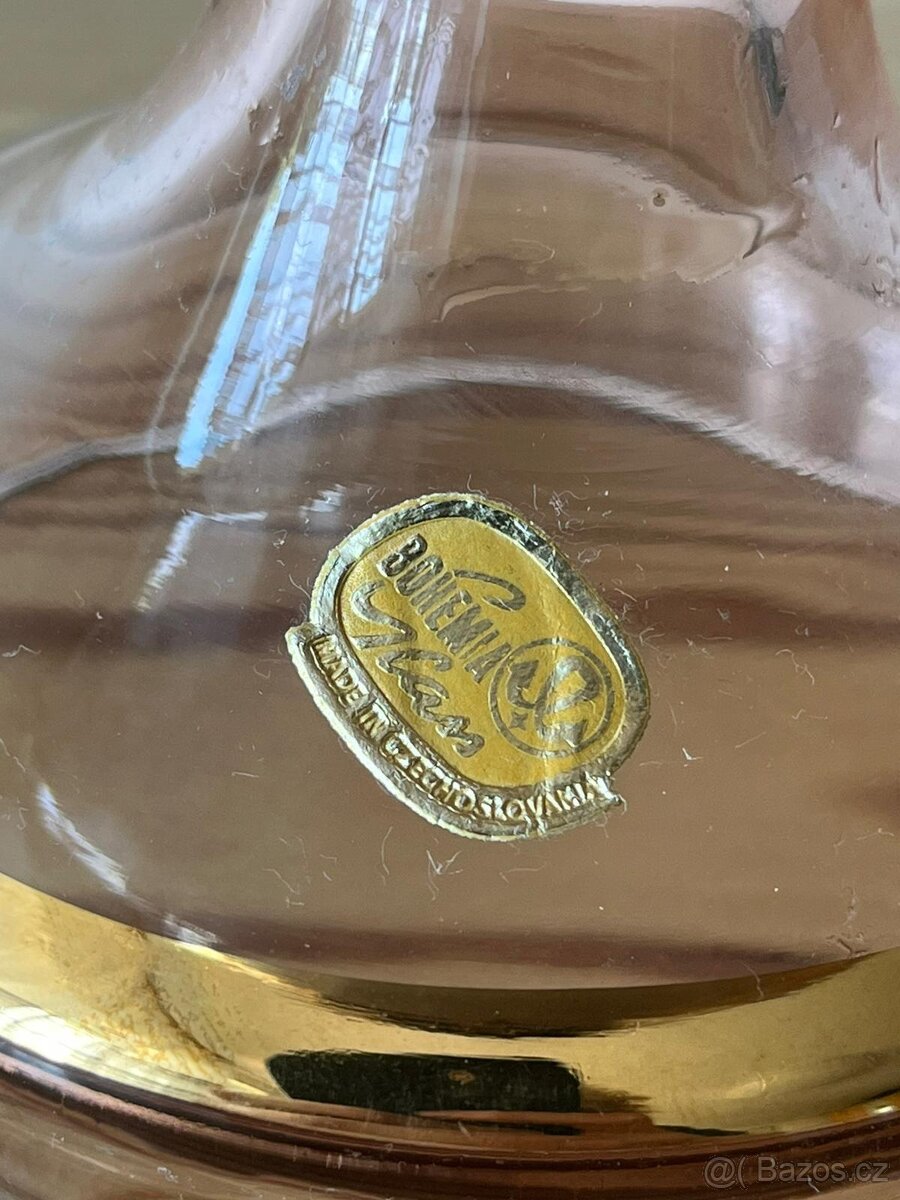 Hnědo zlatá zdobená váza Bohemia glass - 2