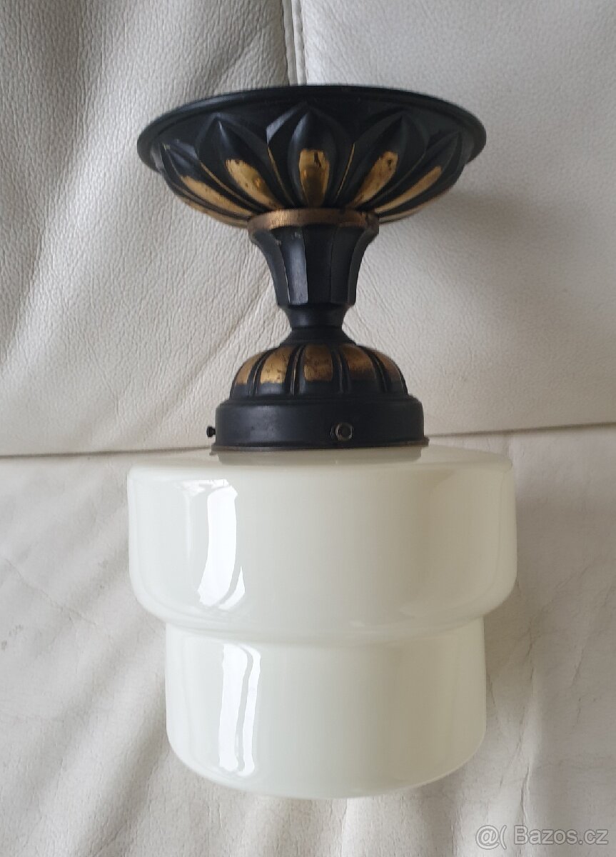 Starožitná stropnice art deco béžové stínítko - 2