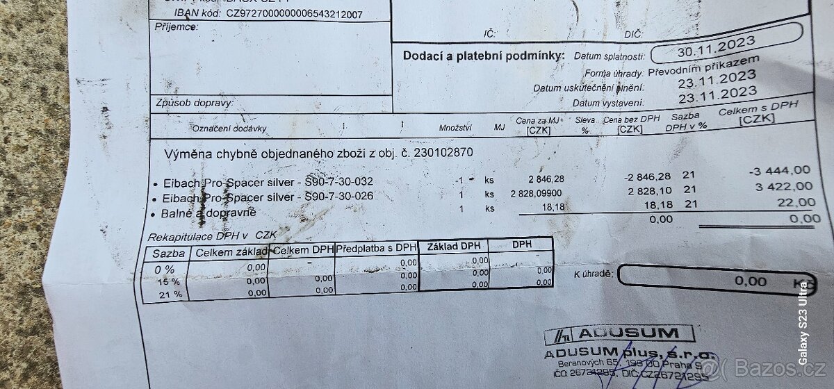 Prodám podložky Eibach - 2