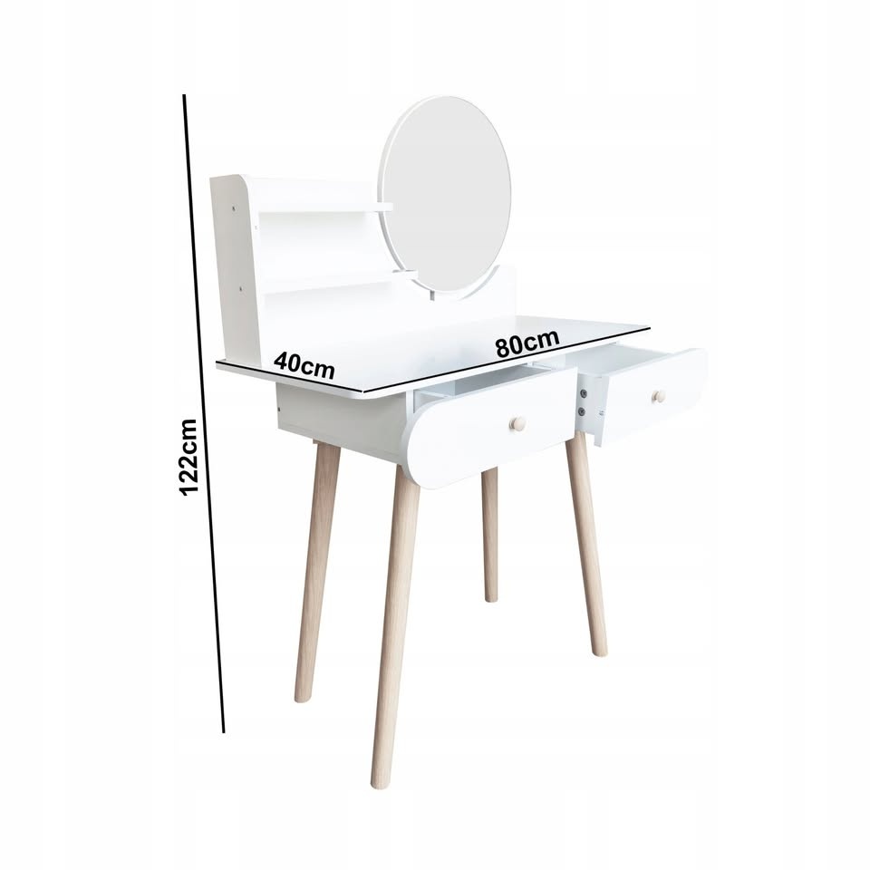 Toaletní stolek se zrcadlem (bílý_H01) - 2