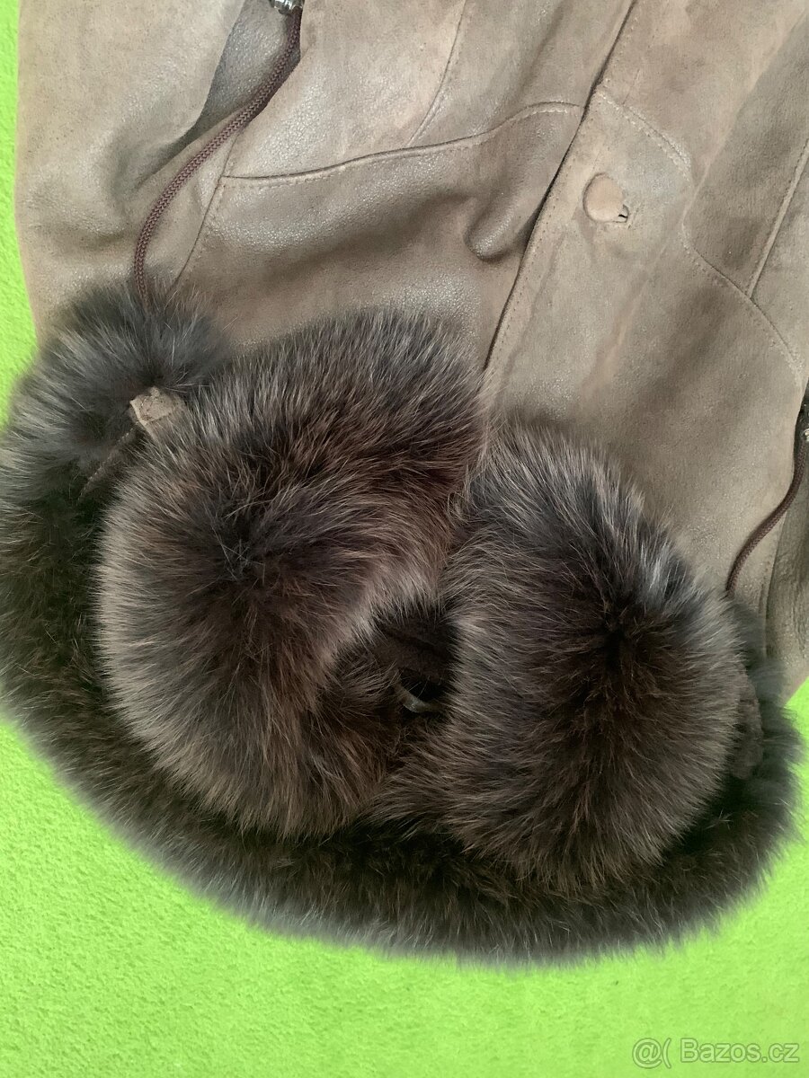 Prodam dámský kabát semiš+liška limec - 2