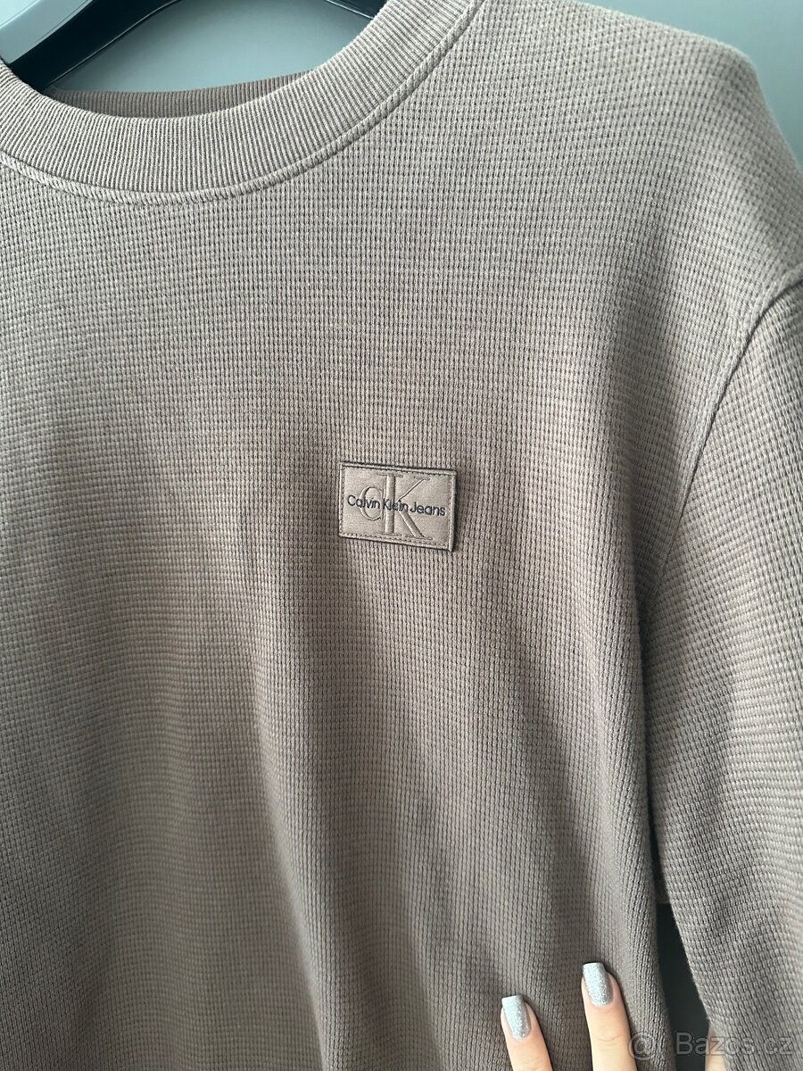 Calvin Klein Jeans mikina/svetr hnědý M panský - 2