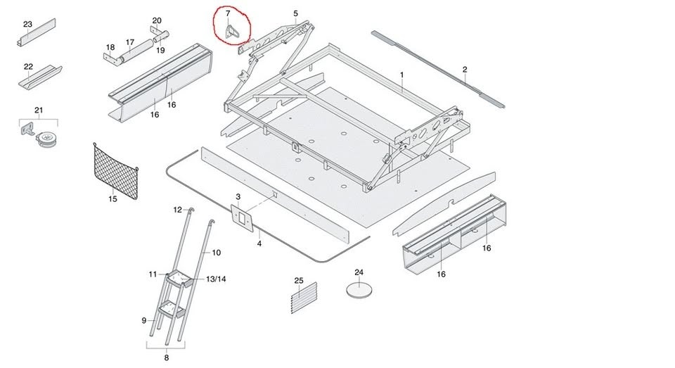 úchyty postele pro karavany Burstner se stahovací postelí - 2