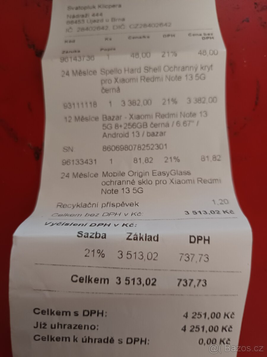 Xiaomi Redmi Note 13 5G 8+256GB černá - 2