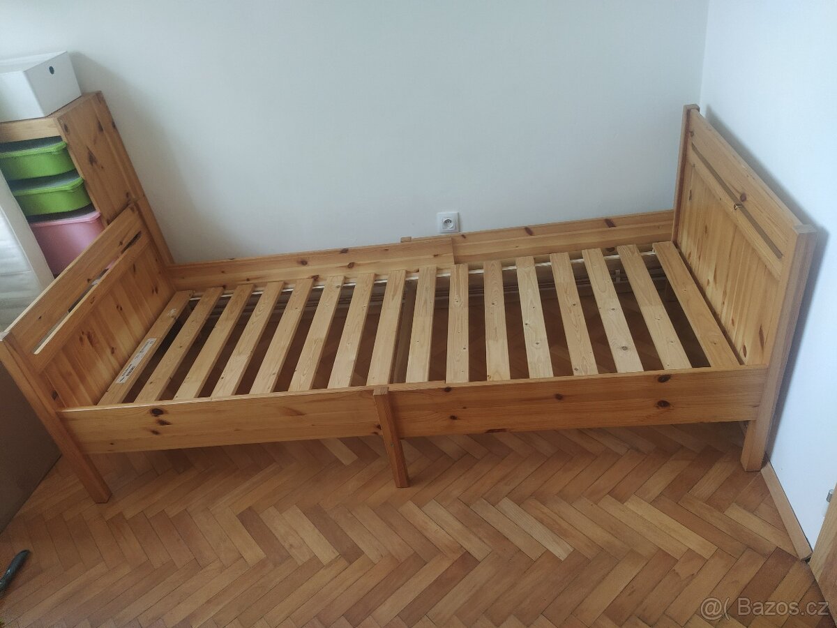 Dětská rostoucí postel, masiv borovice, rošt + matrace - 2