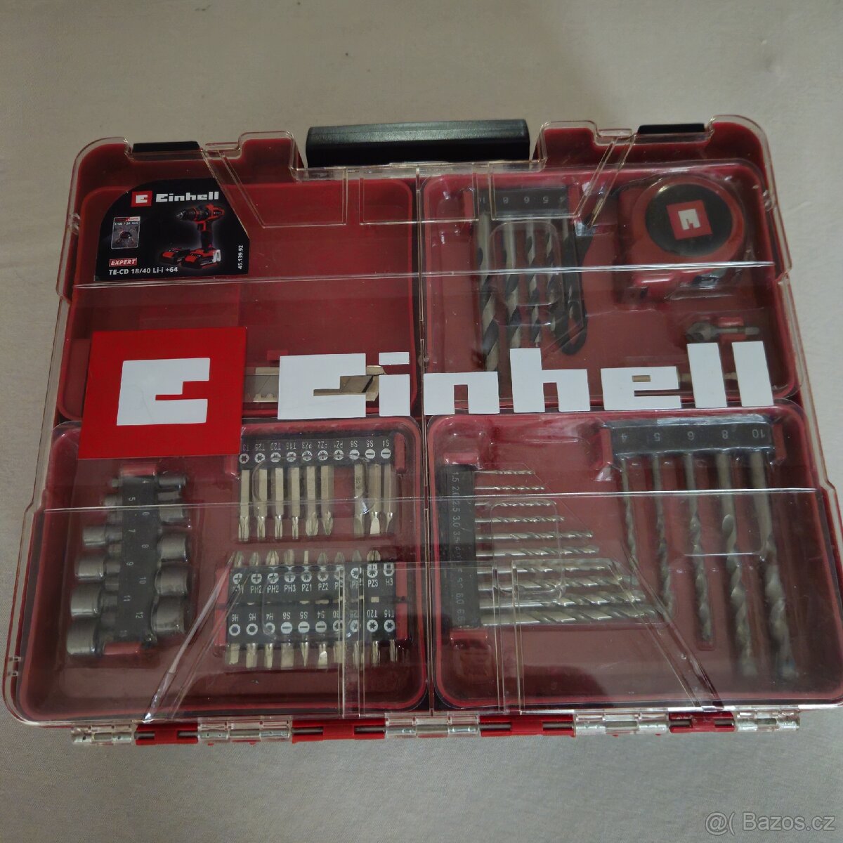 Aku vrtačka Einhell TE-CD 18/40 Li-i +64 (set), jako nová - 2