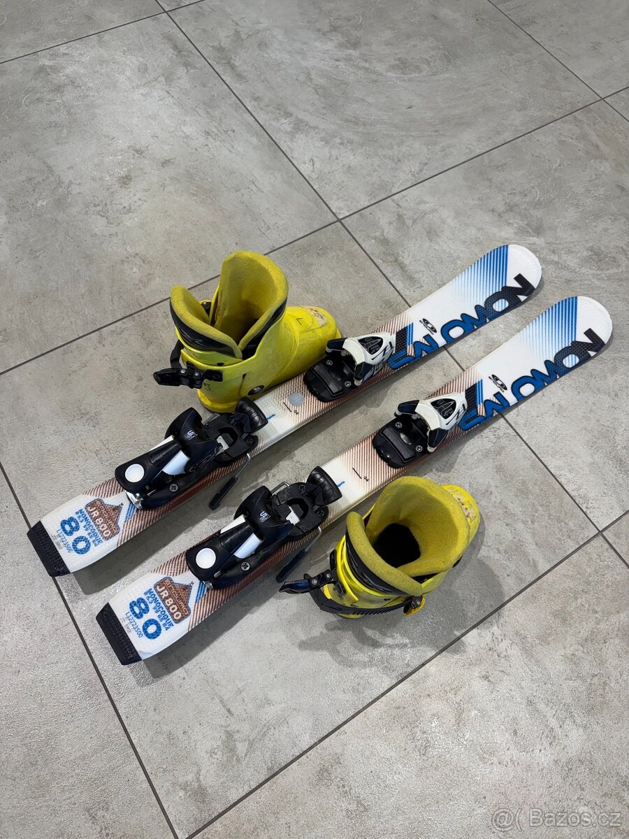 Dětské lyže Salomon s vázáním 80 cm + Lyžáky 18cm - 2