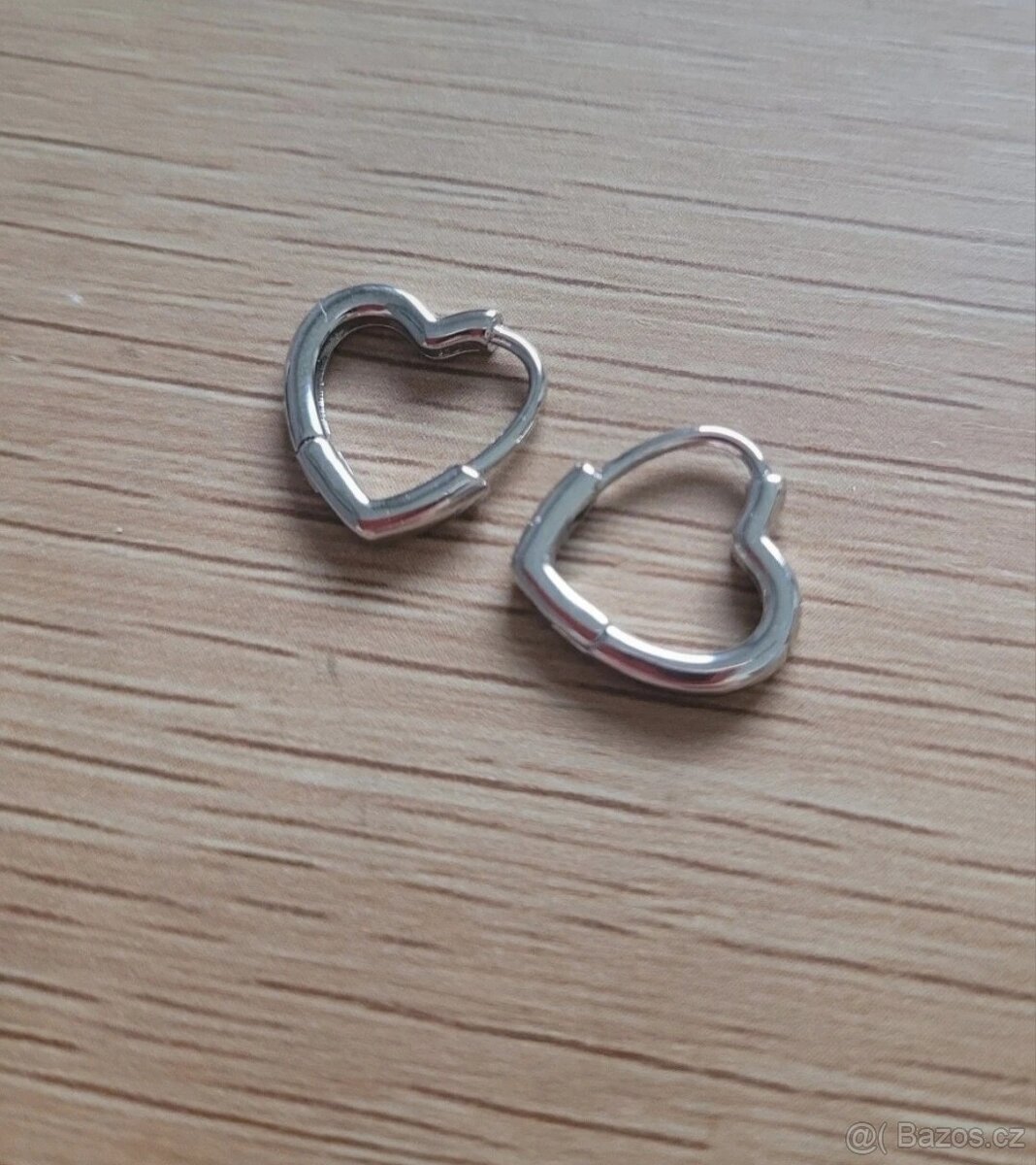 Nové dámské stříbrné náušnice 925 srdce srdíčka ocel - 2