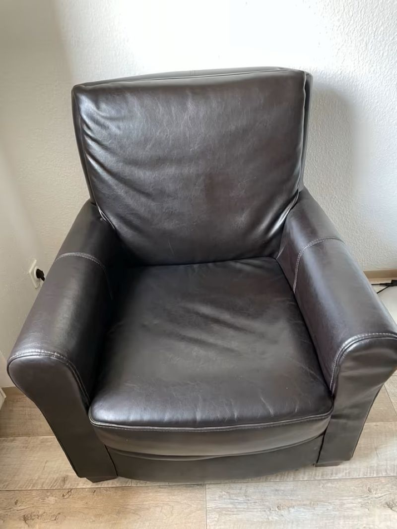 Křeslo kožené - pravá kůže, hnědé - 2