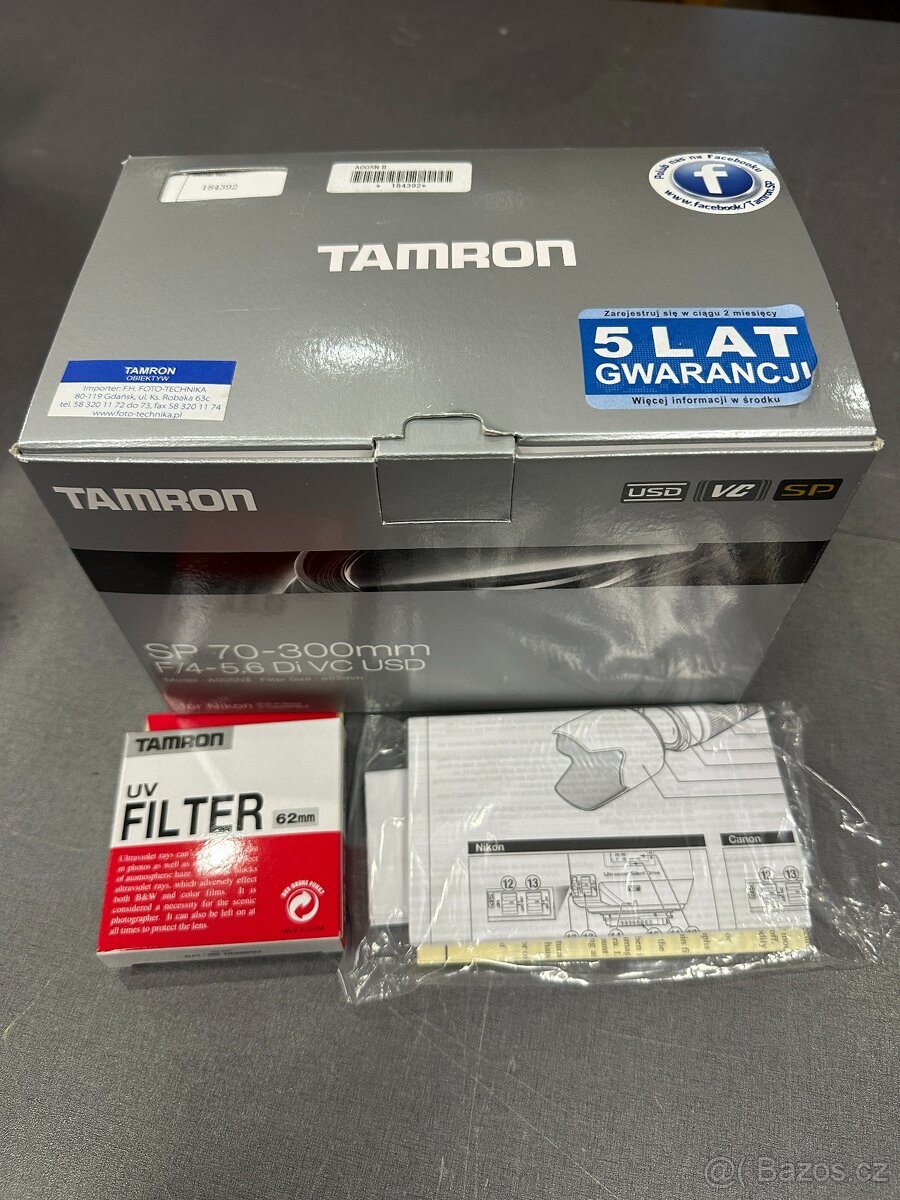 Tamron sp 70-300mm f/4-5.6 di VC USD pro NIKON s UV filtrem - 2