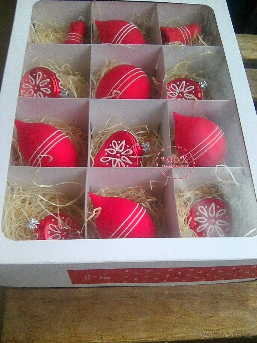 Design sada skleněných vánočních ozdob, 100% ruční práce - 2