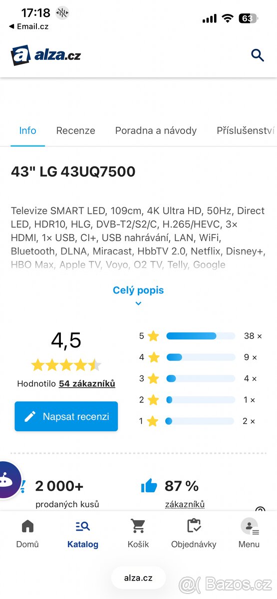 Televize 43" LG 43UQ7500 - 2
