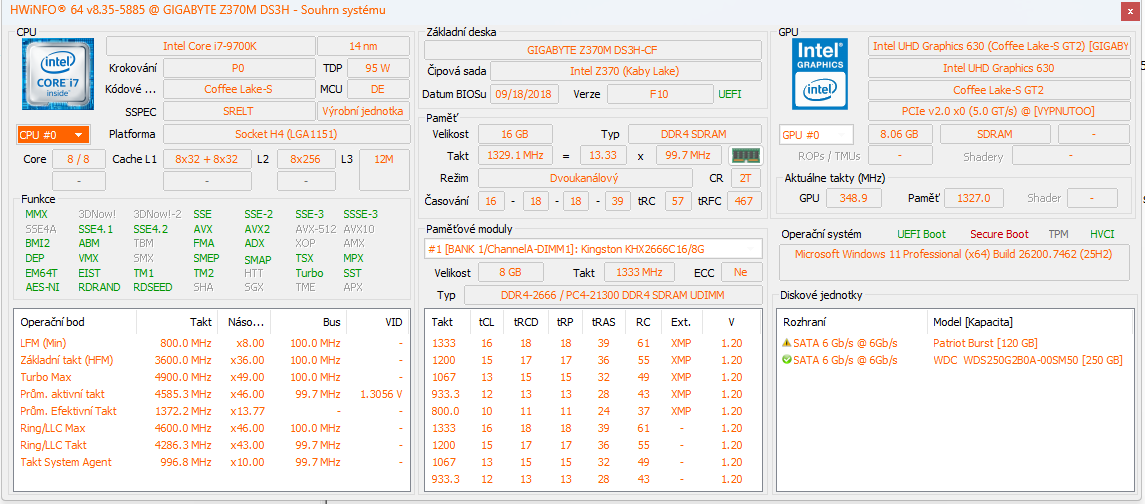 PC sestava – Intel i7-9700K, 16 GB RAM, SSD - 2