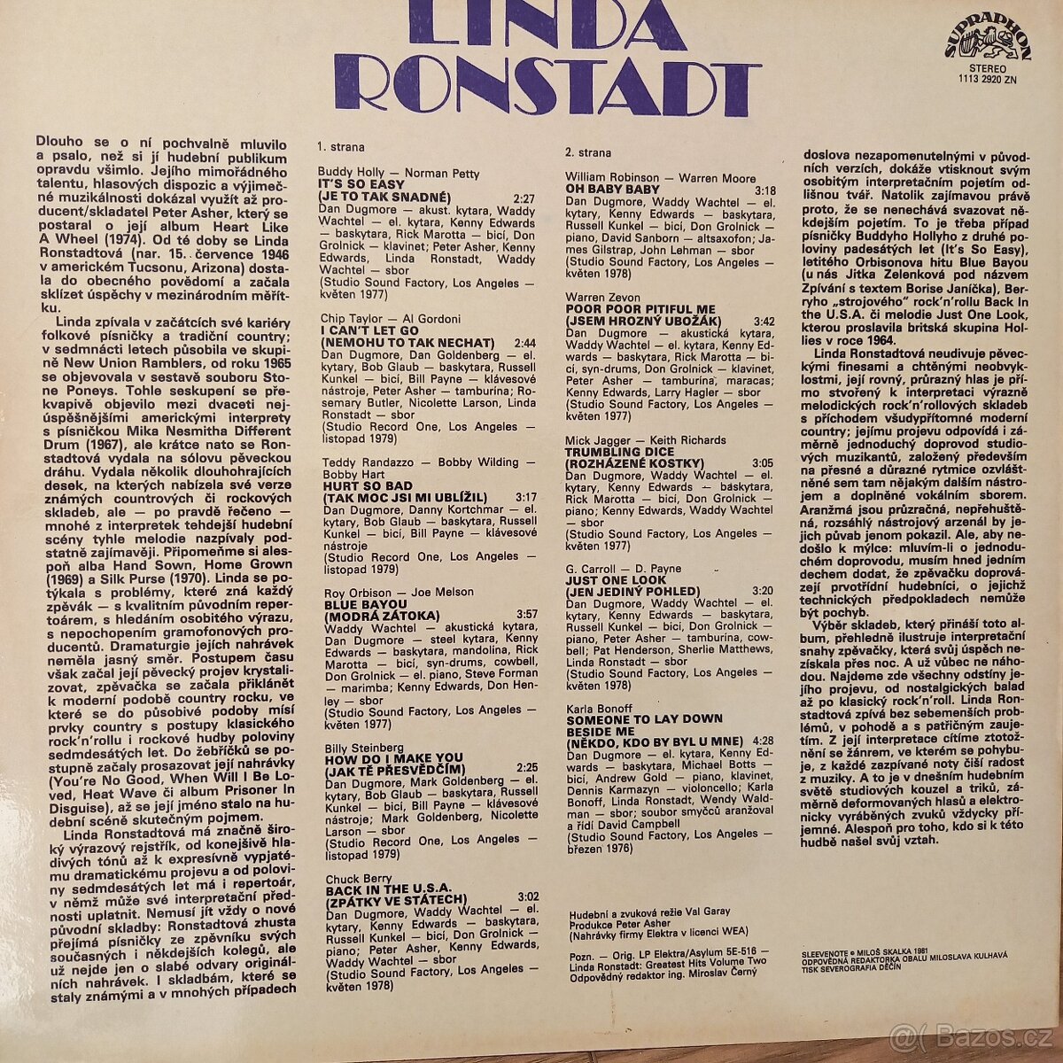 Nehrané LP Linda Ronstadt - 2