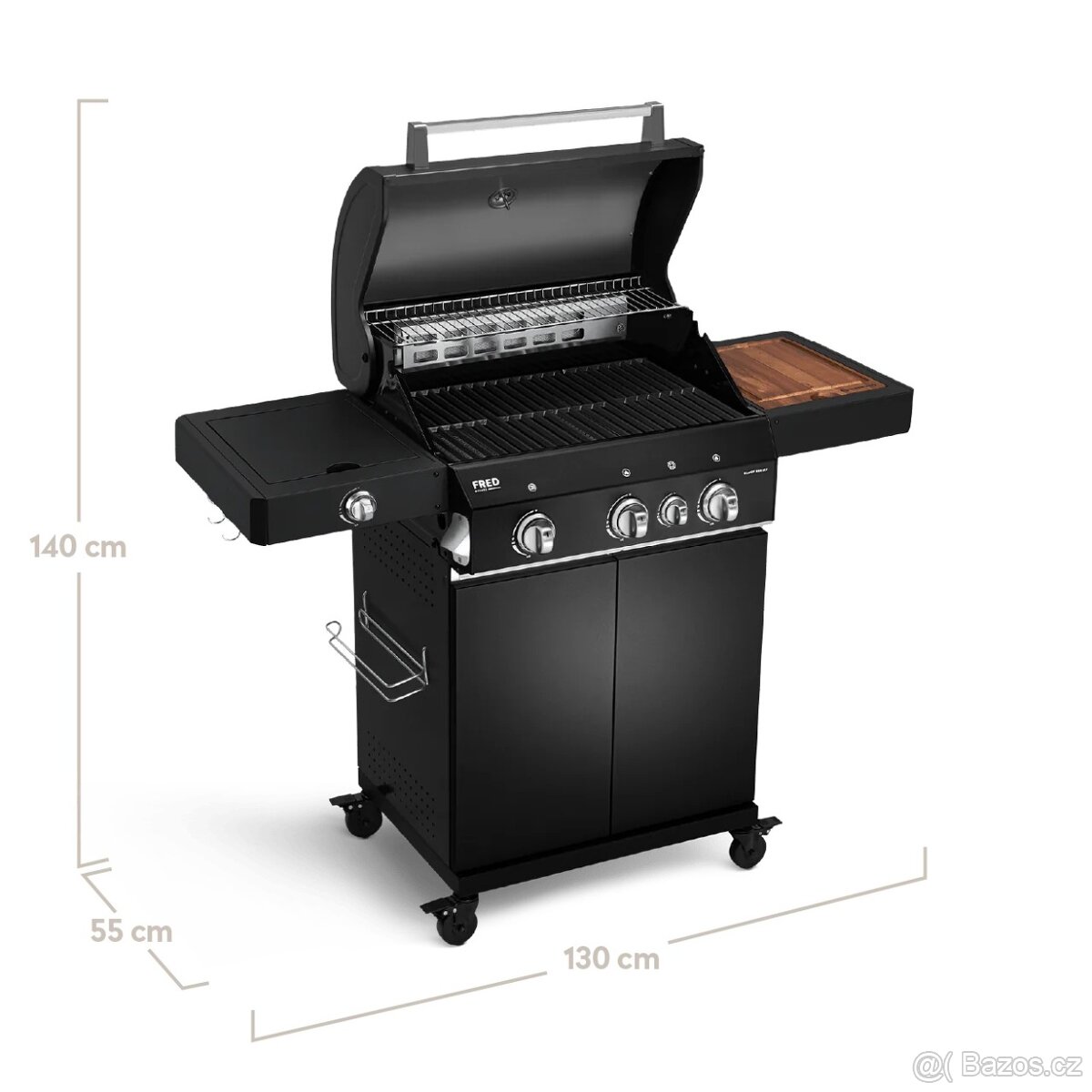 Gril Plynový Burnhard Fred Deluxe (black),infra, mod 2023 - 2