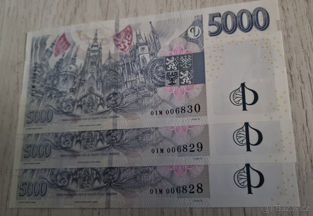 5000Kč s přítiskem ČNB - 2