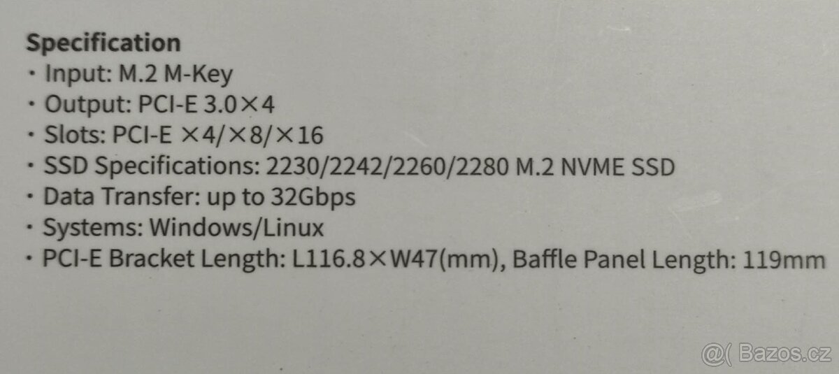 32 Gb/s M.2 NVME PCIe 3.0 x4 řadiče - 2