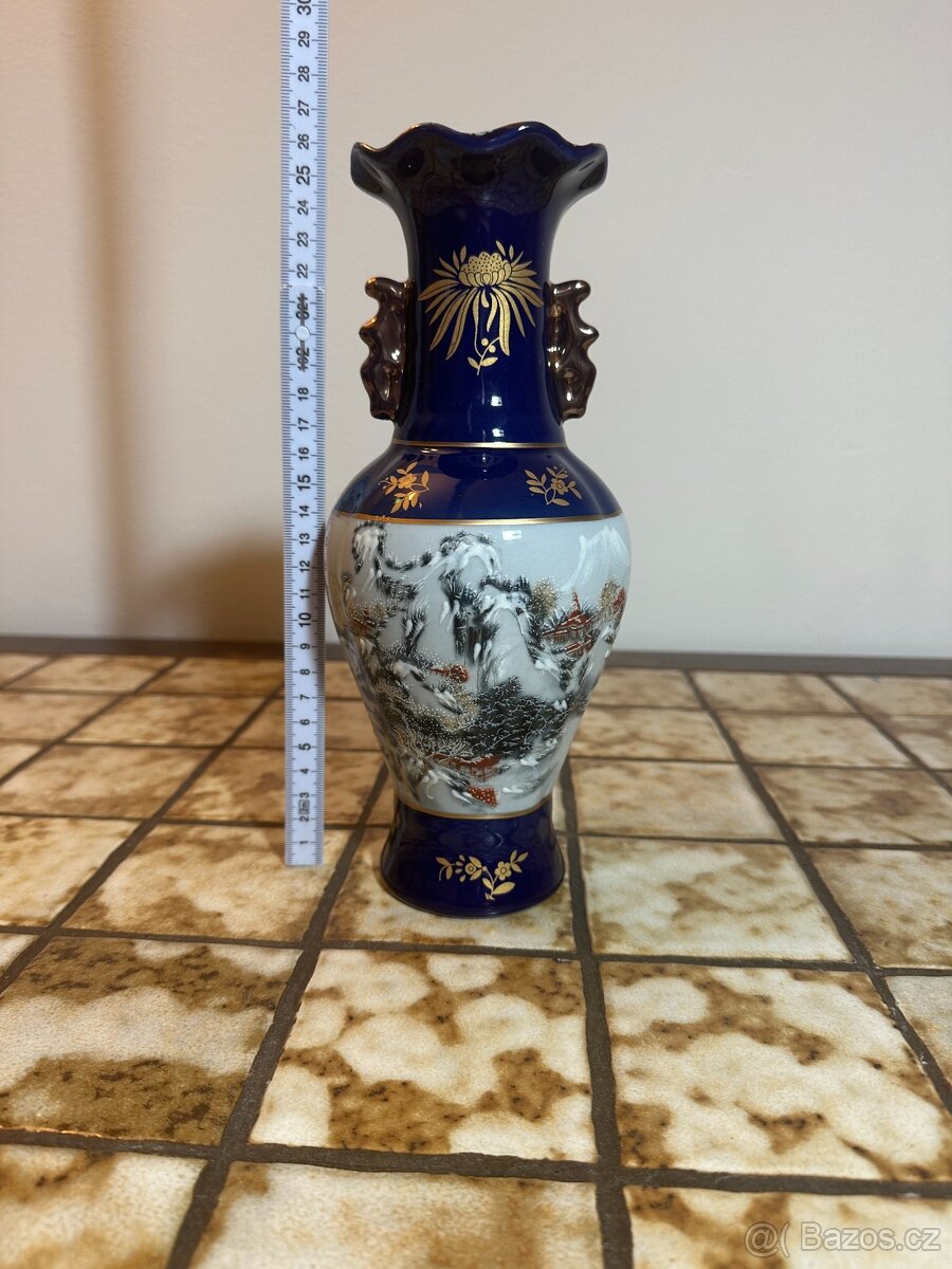 Elegantní dekorační váza "Kobalt a Zlato". - 2