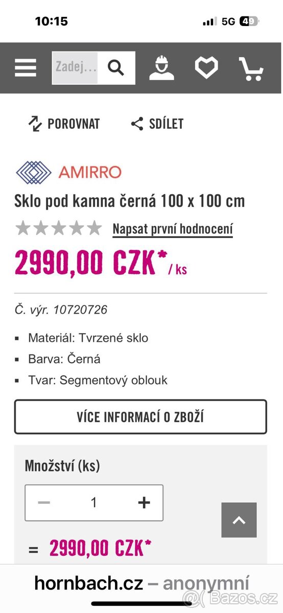 Černé sklo pod kamna 100 x 100 cm - 2