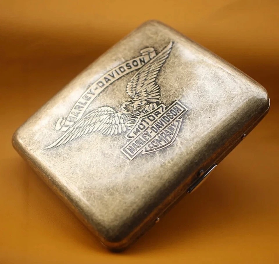 Moto Kovovy Box Na Cigarety S Razenym Harley Davidson - 2