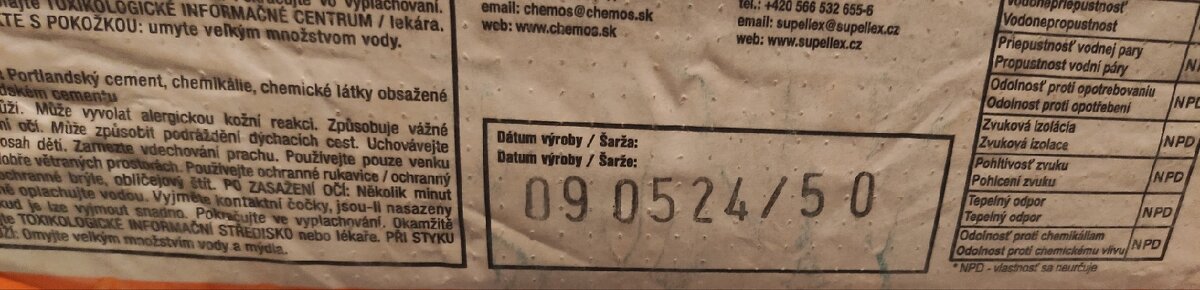 Samonivelacni stěrka Chemos standart 30 - jeden pytel 25kg - 2