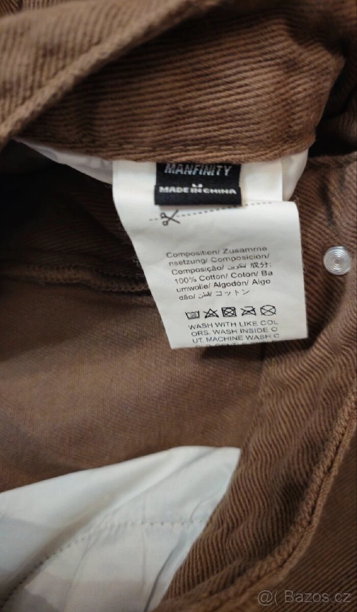 Hnědé rovné pánské kalhoty - 2