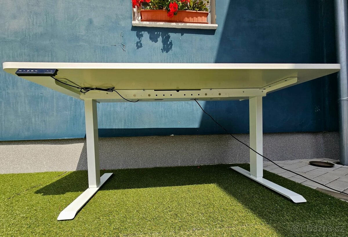 Elektrický stůl pro stání PREMIUM bílý 160 x 80 cm - 2