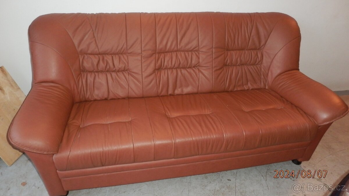 Kožený gauč s 2 křesly - 2